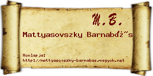 Mattyasovszky Barnabás névjegykártya